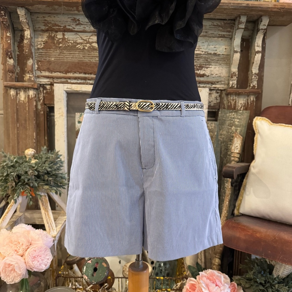 BANANA REPUBLIC SHORTS | Blue/White Ticking Stripe | Tailored | 5” Length | NWT